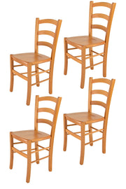 Set 4 Sedie Venice Tommychairs, robusta struttura in legno di faggio verniciata in miele e seduta in legno