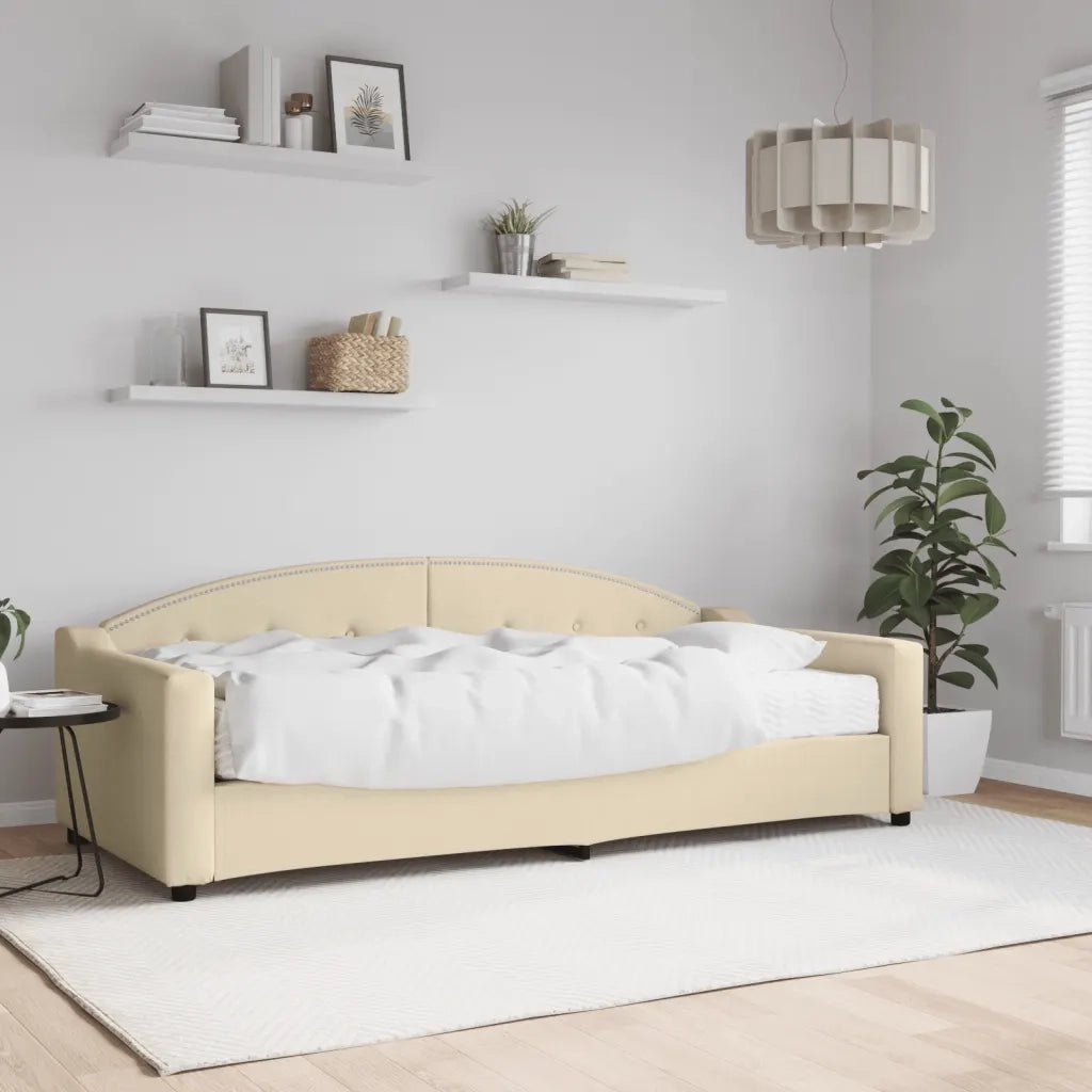 Divano Letto con Materasso-Sofa Letto-Daybed Crema 90x200 cm in Tessuto 231199
