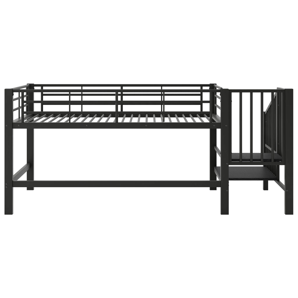 LETTO A CASTELLO ALTO 90x200 cm con scala contenitore, nero