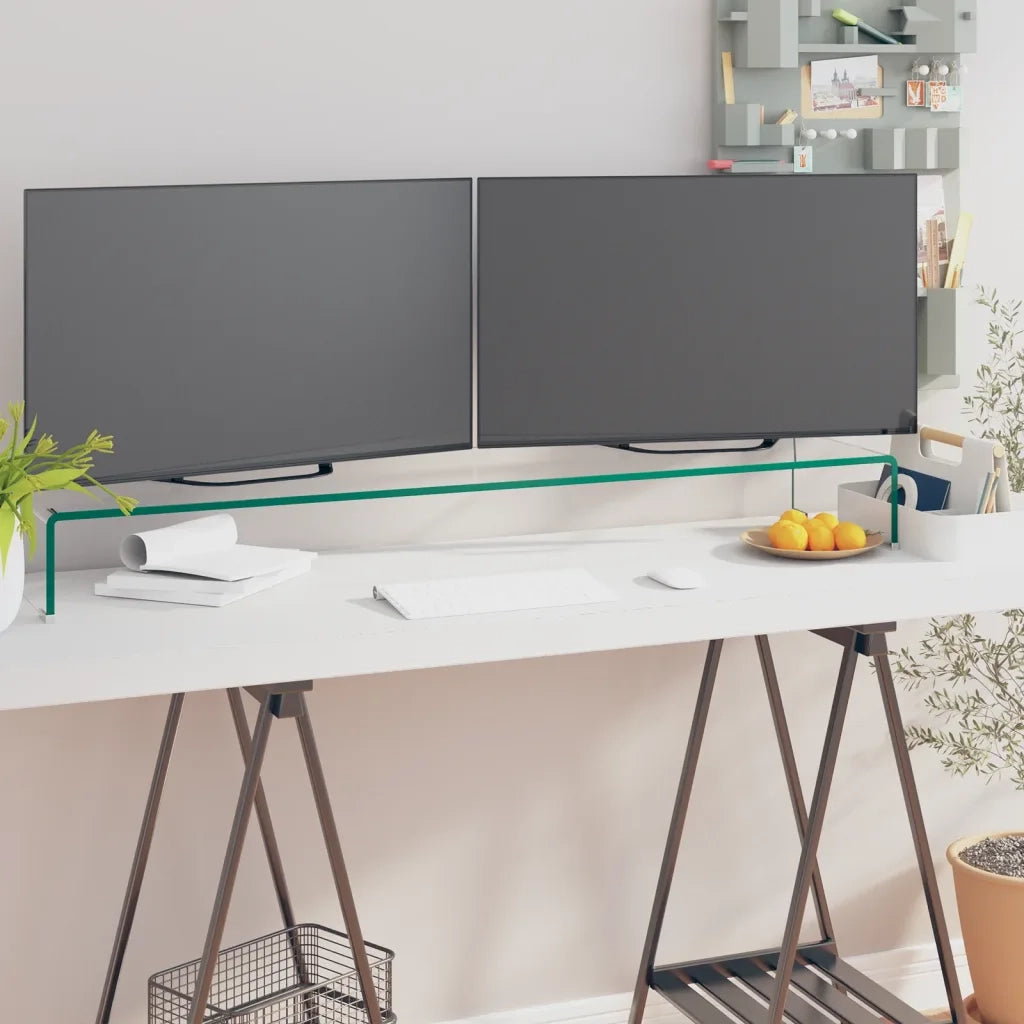 Mobile/Rialzo Porta TV-Supporto per TV in Vetro Trasparente 110x30x13 cm