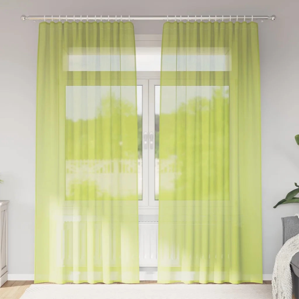 Tende in Voile con Tasche per Aste 2 pz Verde Mela 4102164