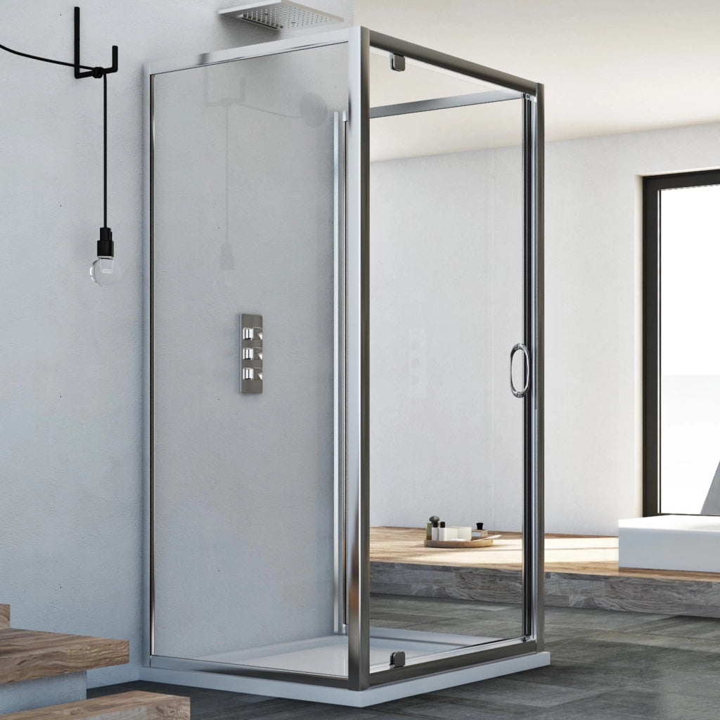 Box Doccia 3 lati 70x90x70 AP. 90 CM H185 trasparente mod. Sintesi TRIO 1 Anta