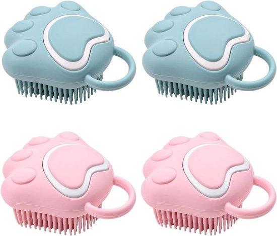 Borsetta di Massaggio Soft per Cani e Gatti - Borsetta di Silicone per Massaggio Calmante e Pulizia - Con Dispenser Shampoo - Blu e Rosa