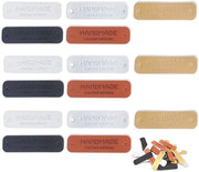 Etichette manufatti a mano - 50 pezzi - Etichette in pelle artistica - Forma rettangolare - 5 x 1,5 cm - Con 2 fori - Per sciarpe/calze/cappelli - Etichette