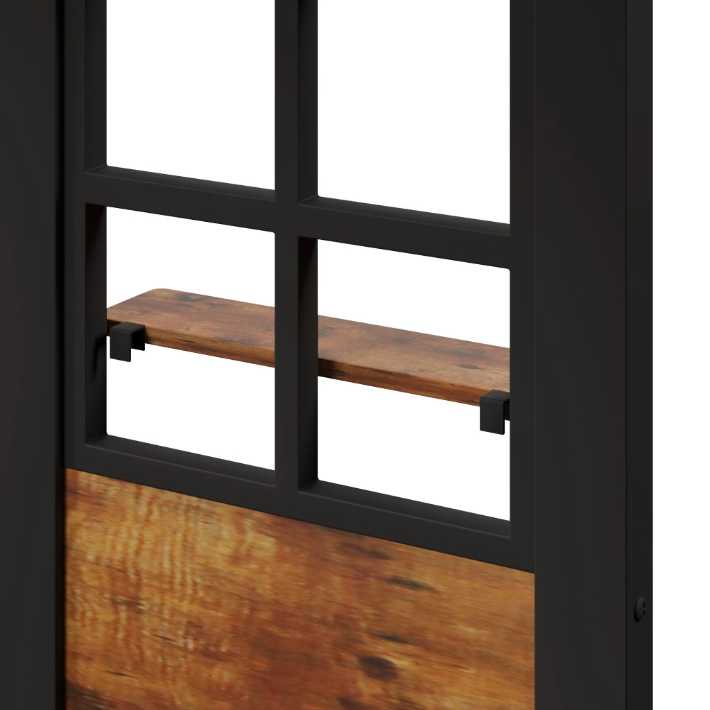 Letto a soppalco 140x200 cm con scala contenitore; finestra; spazio libero sottostante e parapetto; metallo nero