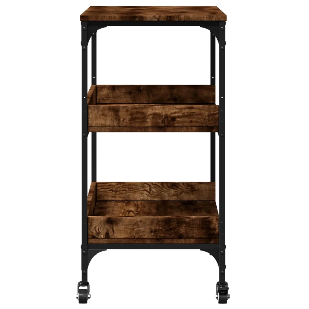Carrello da Cucina-Scaffale per Cucina Rovere Fumo 60x41x80,5 cm Legno Multistrato