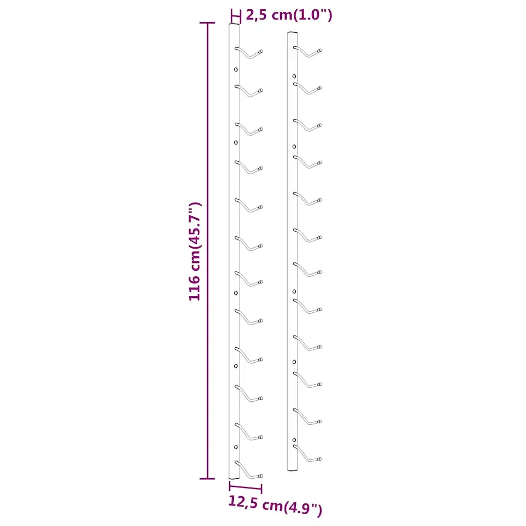 Portavini da Parete per 12 Bottiglie Oro in Ferro CFW3211229