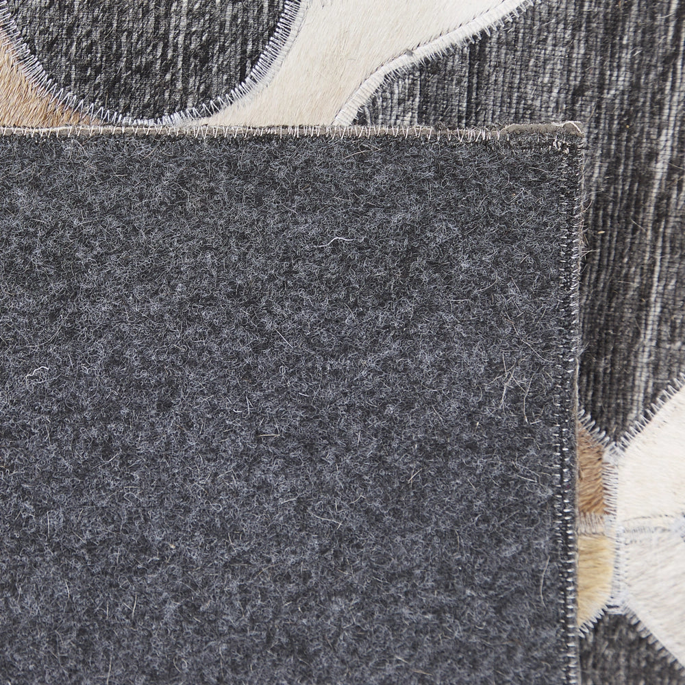 Tappeto tappetino Grigio e Beige Jacquard Pelle di vacchetta Motivo Geometrico Quadrifoglio Retro 160 x 230 cm