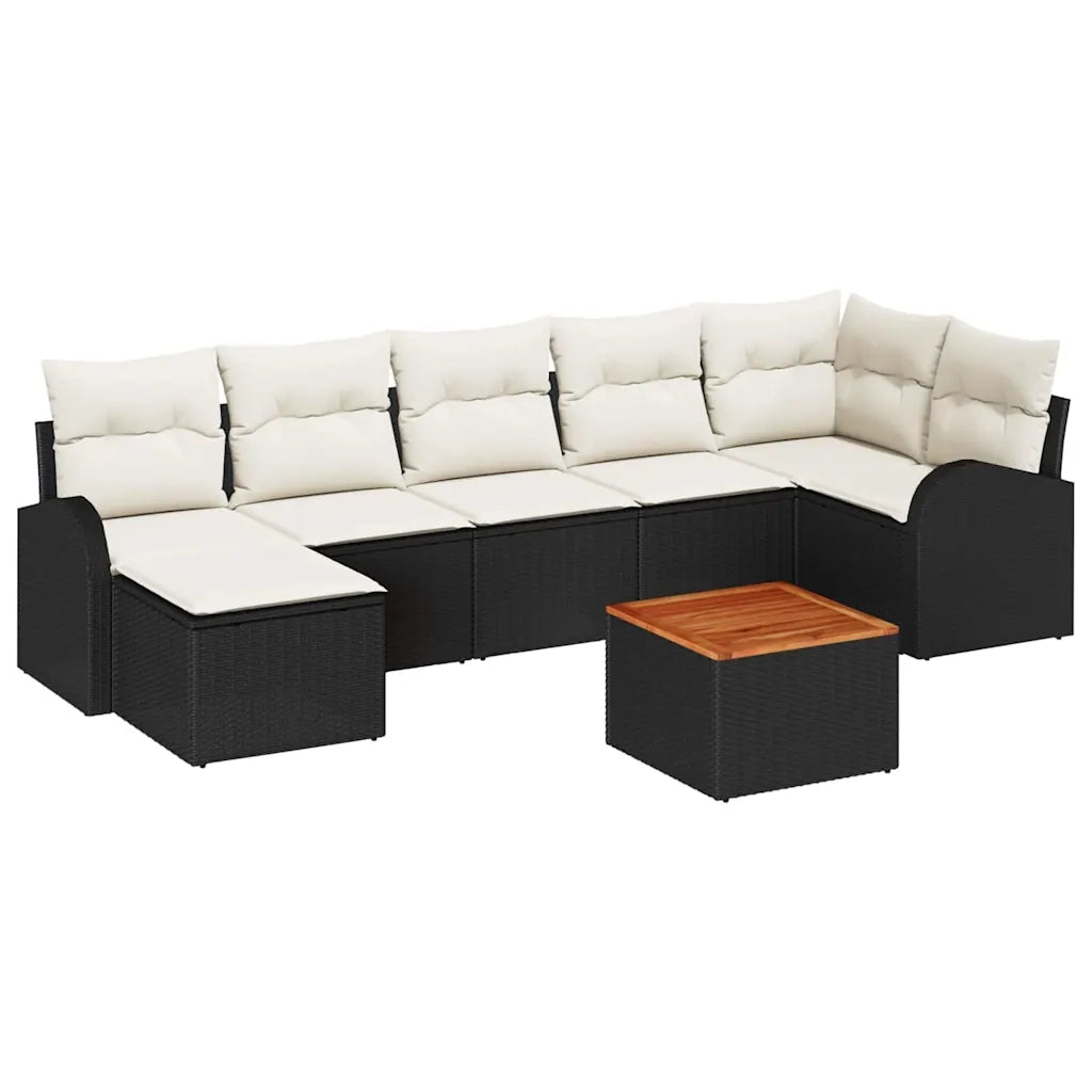 Set Divano da Giardino 8 pcs Nero e Crema polyrattan 3356276