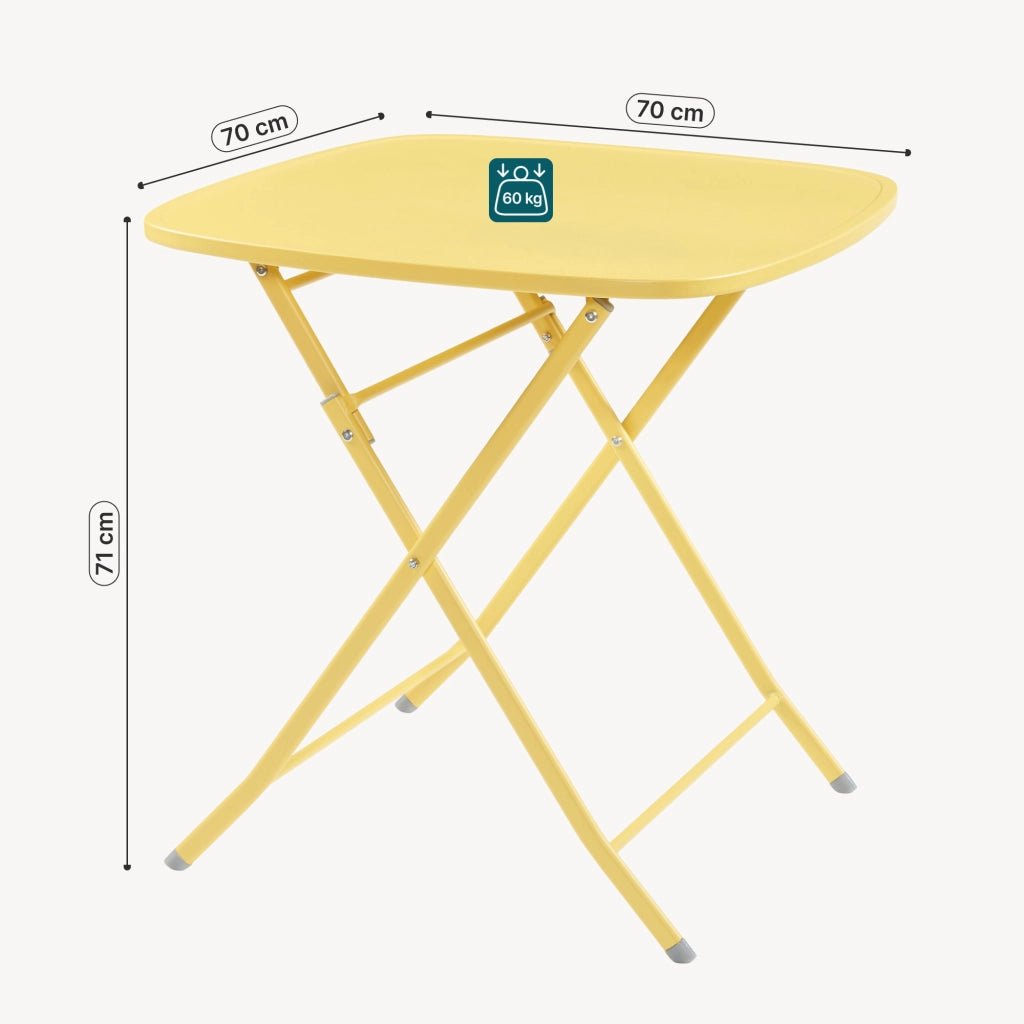 Tavolo Pieghevole Sande con Piano Quadrato - Giallo [en.casa]