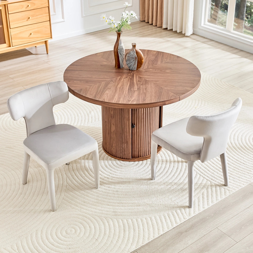 Set 2 Sedie da Pranzo Moderne in Tessuto Grigio Chiaro, con Schienale a T e Struttura in Metallo