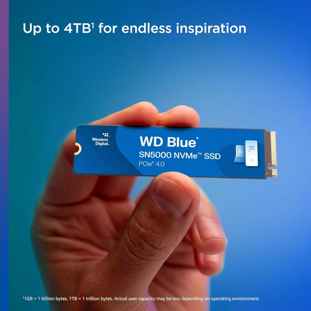 WD Blue SN5000 NVMe SSD 2TB (Fino a 5.150MB/s velocità, M.2 2280, PCIe Gen4, Tecnologia nCache 4.0, Include Acronis True Image per SANDISK, clonazione e migrazione del disco)