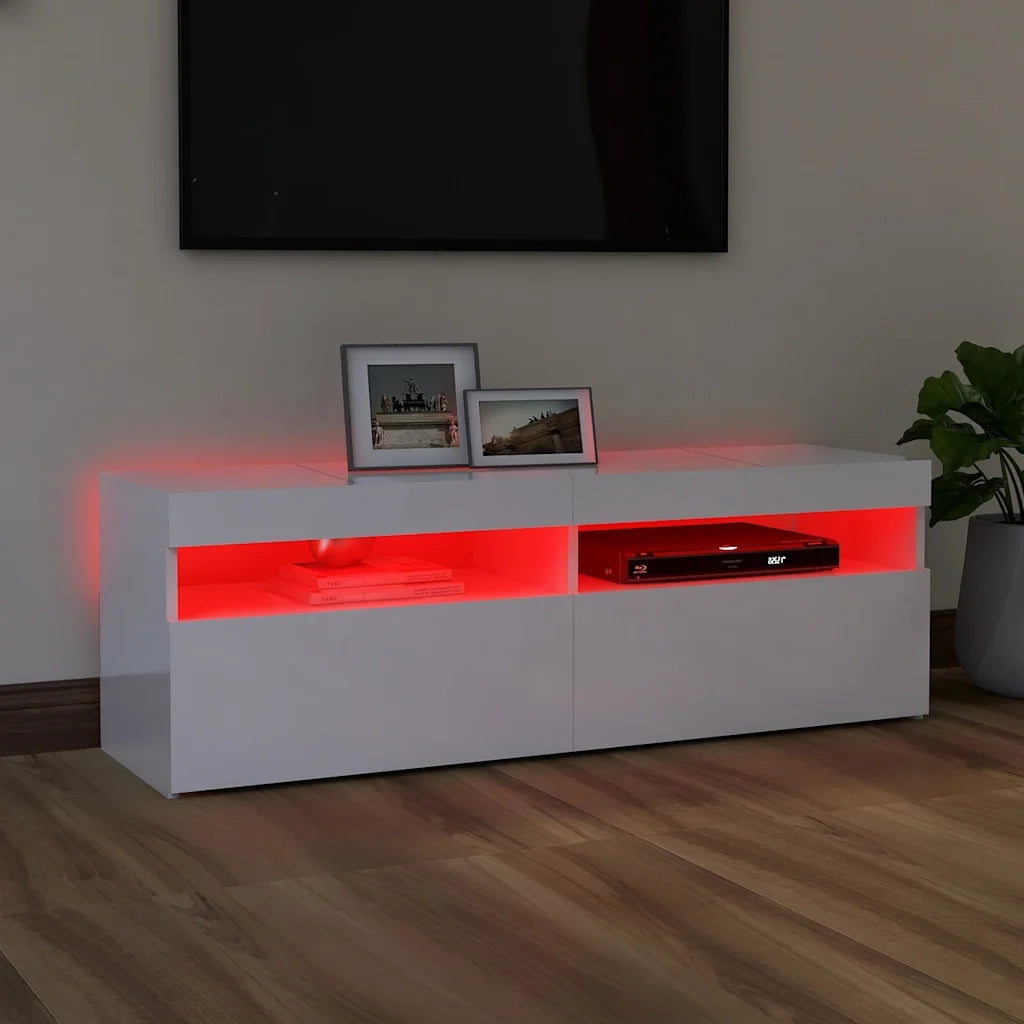 Mobile Porta TV con Luci LED Bianco Lucido 120x35x40 cm cod mxl 53318