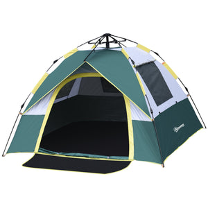Tenda da Campeggio Automatica per 2 Persone con Tasche Interne e Tappetino 205x195x135 cm  Verde