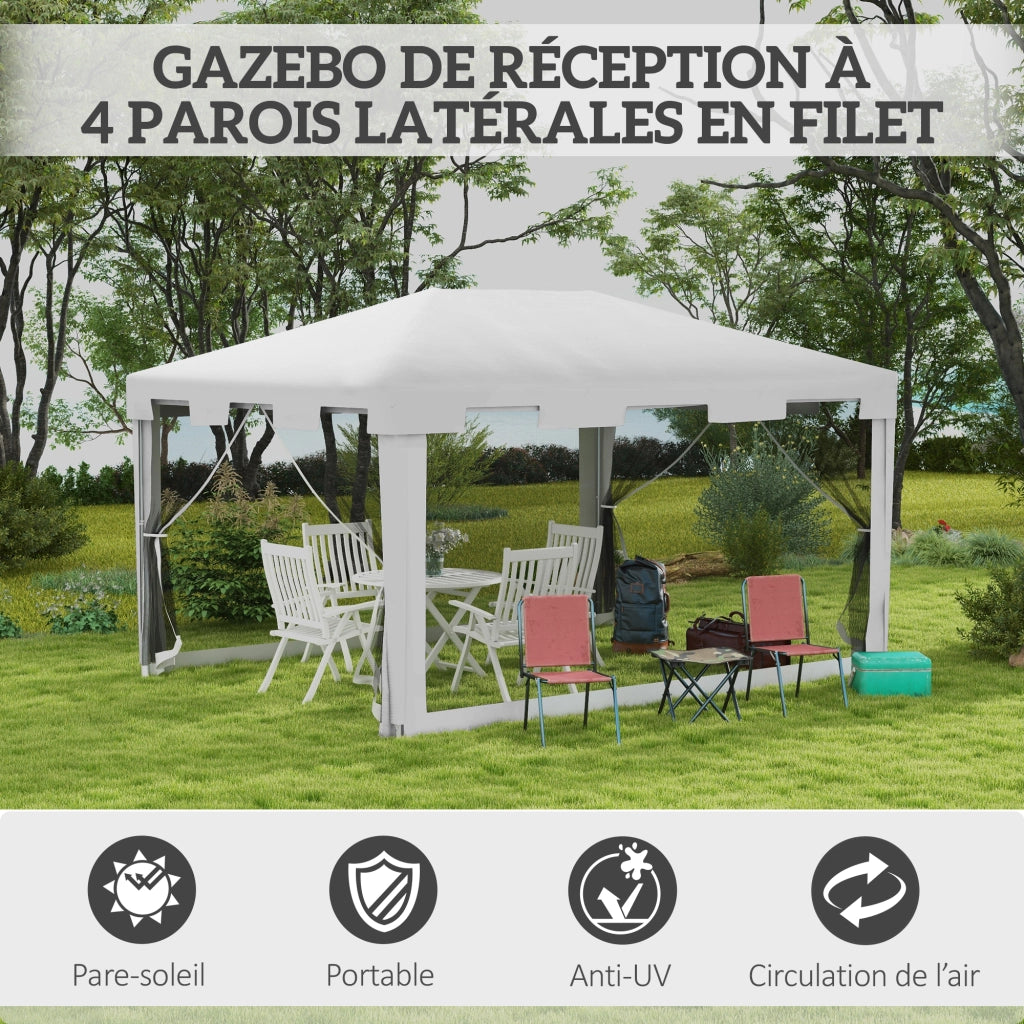 Tonnelle da giardino 3x4m ¨C zephmum ¨C bianco, con pareti in rete e 2 porte