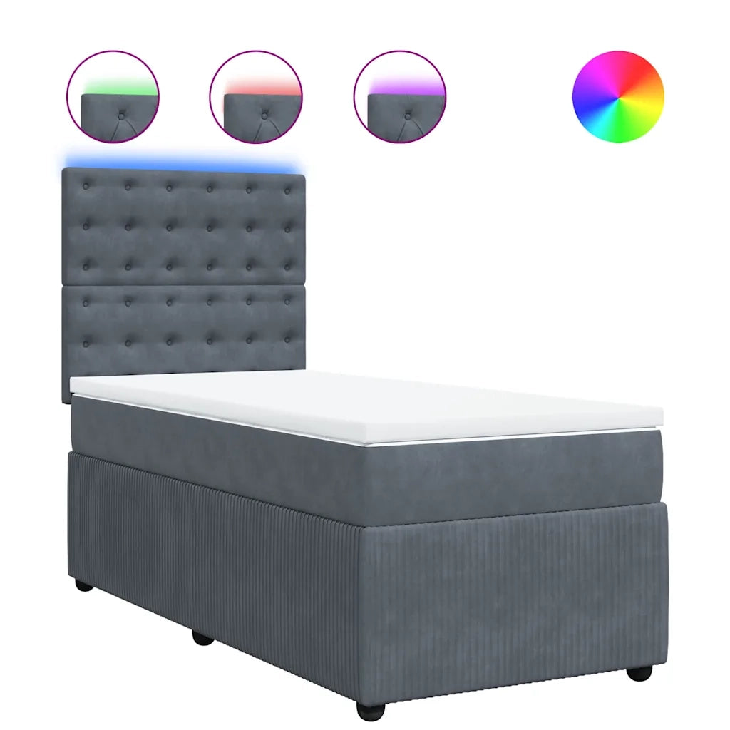 vidaXL Giroletto a Molle con Materasso Grigio Scuro 90x190 cm Velluto