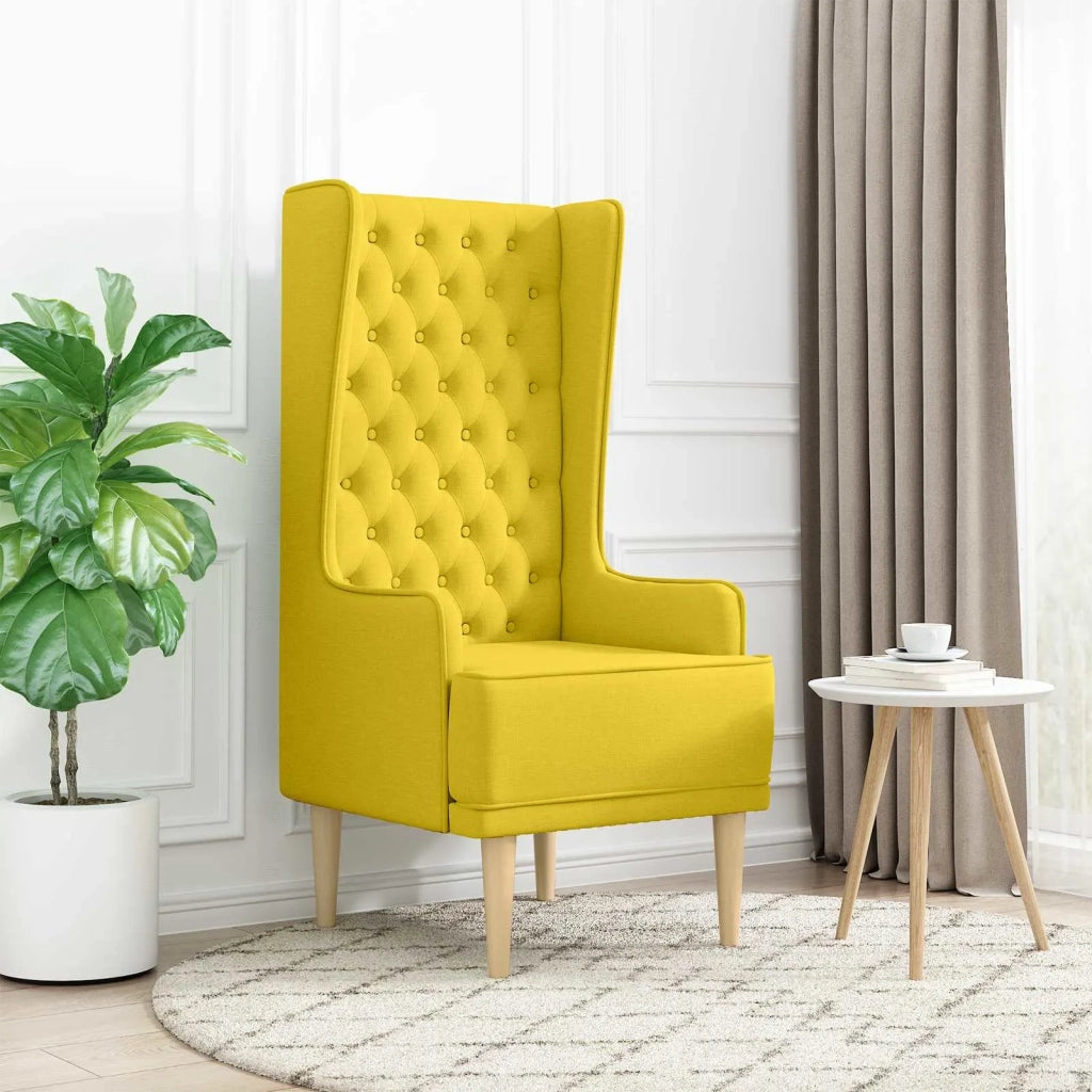 Sedia a schienale alto trapuntata a bottoni Giallo Chiaro 42042488