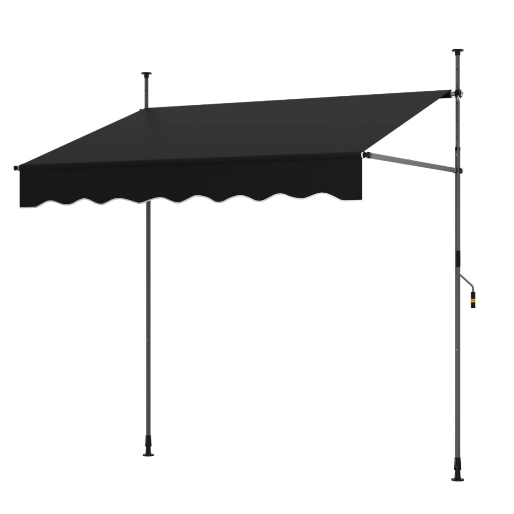 Tenda da sole regolabile in altezza con manovella per finestre e porte, Tenda da sole 200 x 300 cm Nero-Tende parasole