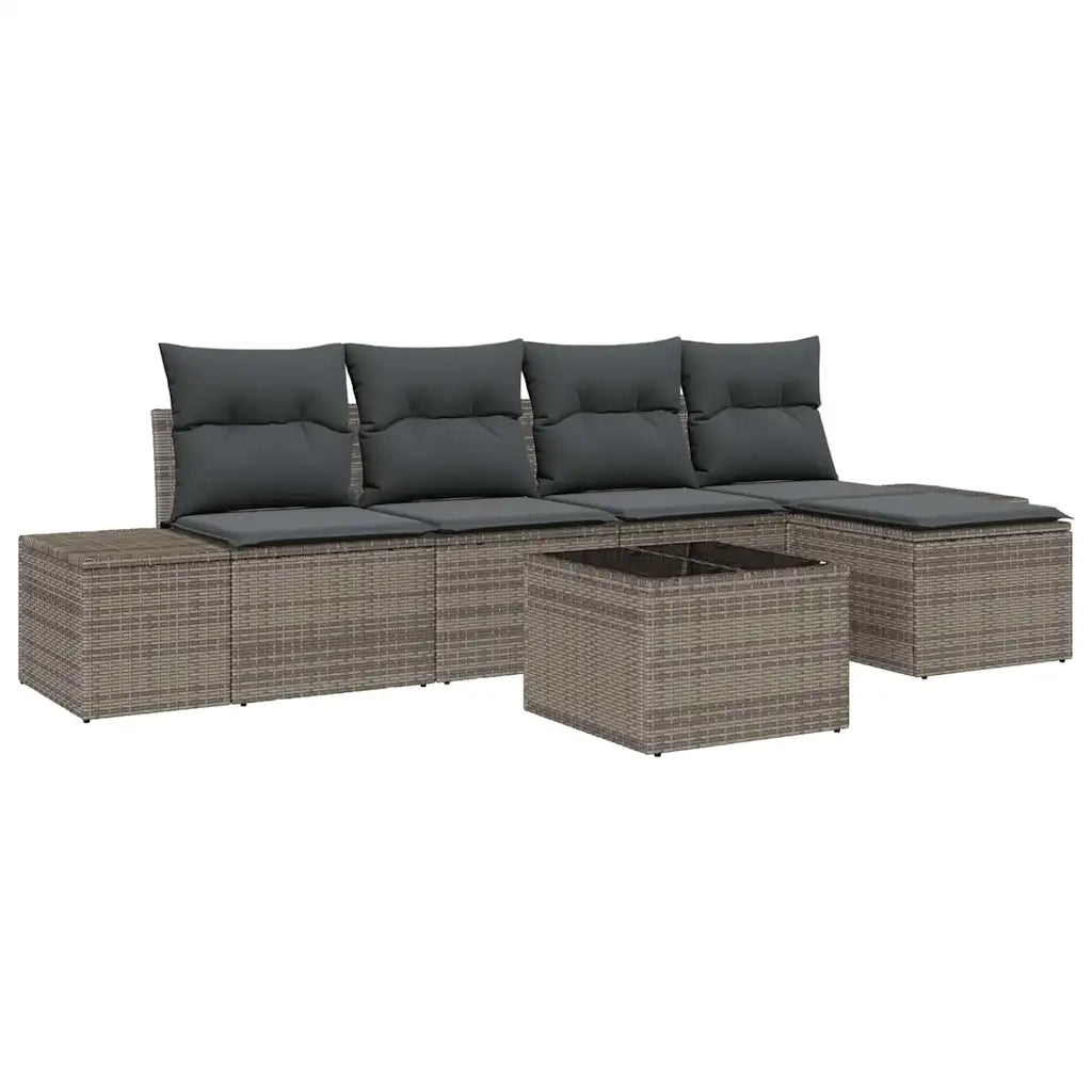 Set Divano da Giardino 5 pcs Grigio chiaro polyrattan 3355698