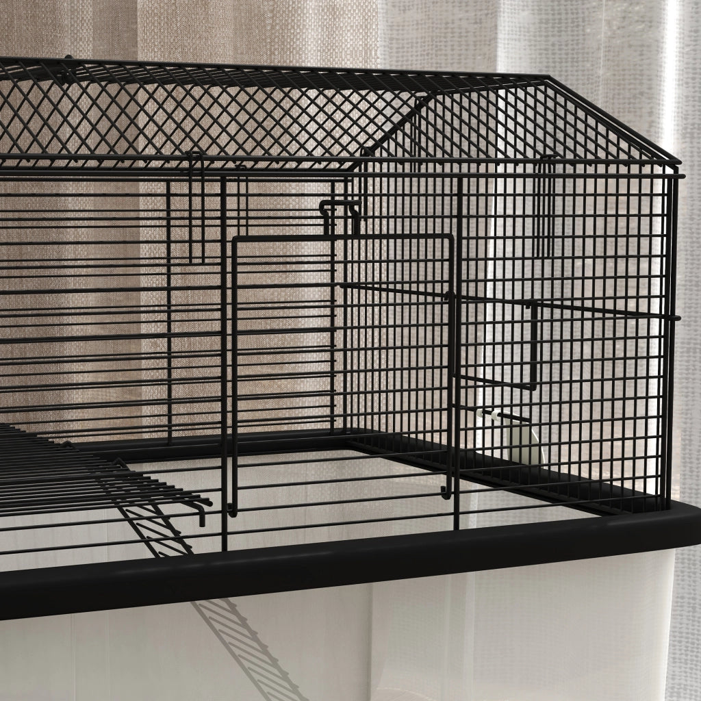 Gabbia per criceti 2 piani con ruote ¨C zephmum ¨C nero 57x43x57 cm