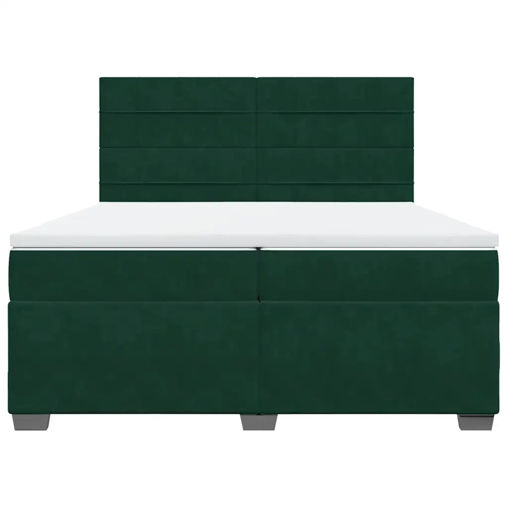 Giroletto a Molle con Materasso Verde Scuro 200x200 cm Velluto