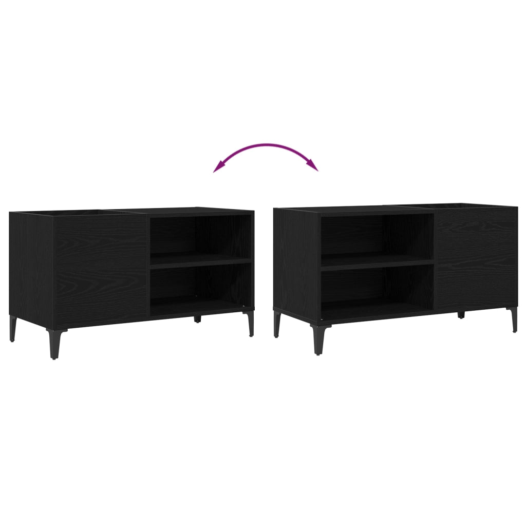 Cabinet per dischi  Nero Rovere 84,5x38x48 cm Legno ingegnerizzato