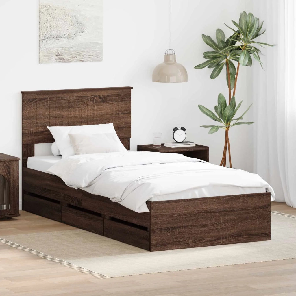 Struttura del letto con cassetto Rovere Marrone 90 x 200 cm 3410748