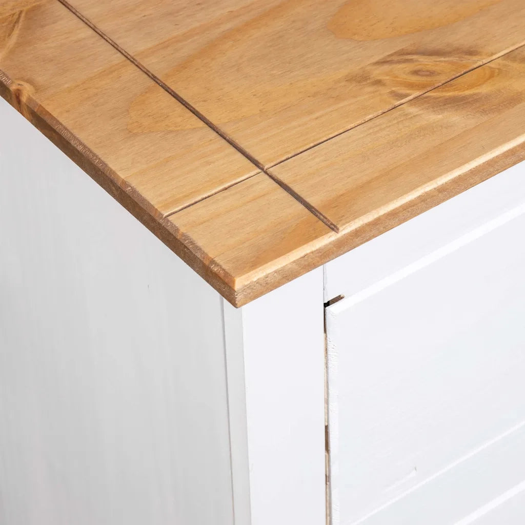 Credenza-Buffet-Armadio da cucina Bianca 80x40x83 cm in Legno Massello di Pino Panama