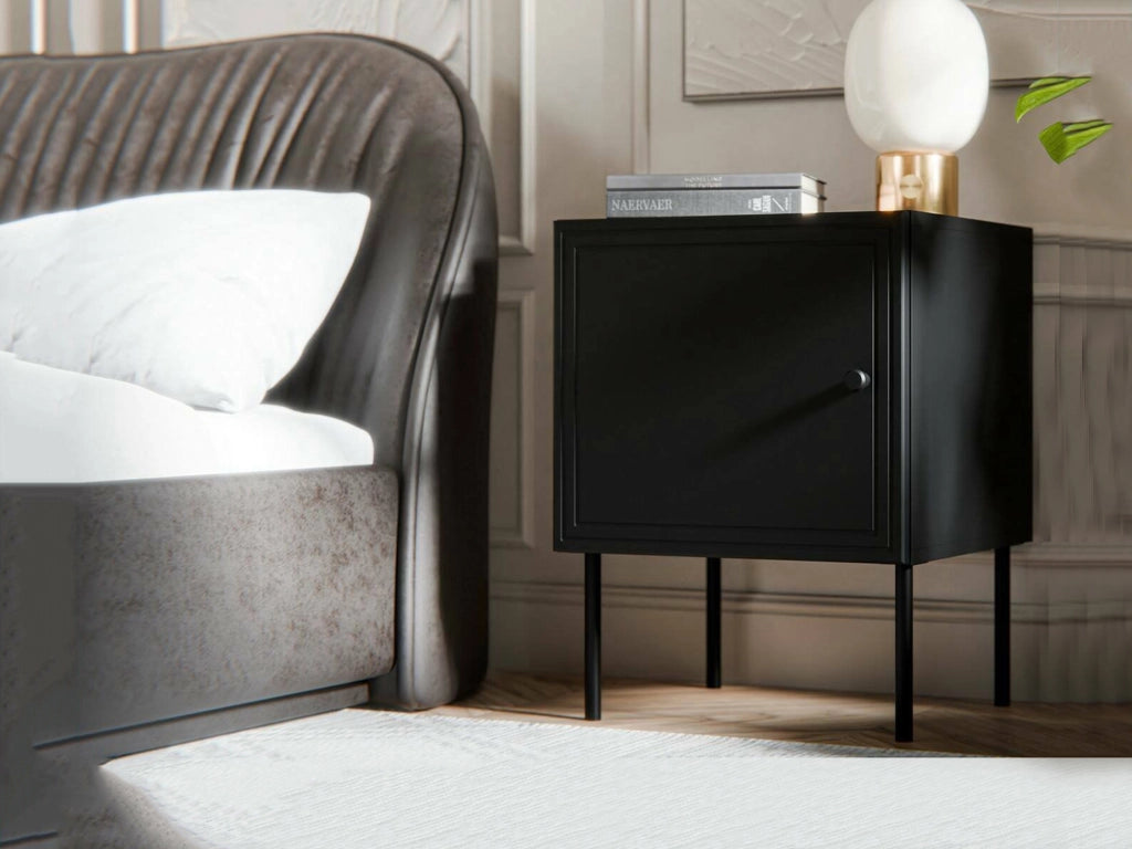 Crecchio, Comodino un Ripiano, 45x39x59h cm Nero