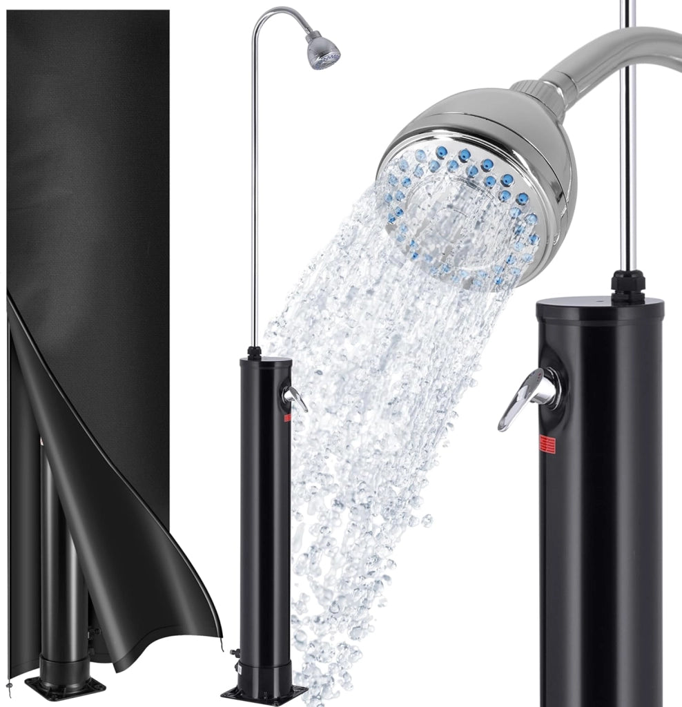 Doccia Solare da Giardino 18L 215cm Docce da Campeggio Piscina Fino a 60°C Miscelatore