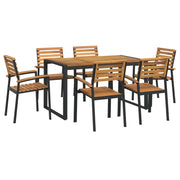 Set Pranzo da Giardino 7 pz Legno Massello di Acacia e Metallo 3155407