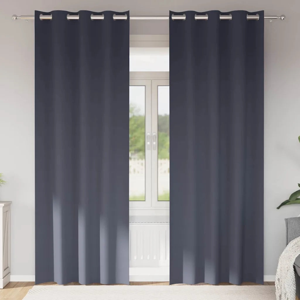 Tende Blackout con Anelli 2 pz Antracite 225 x 140 cm 4107340
