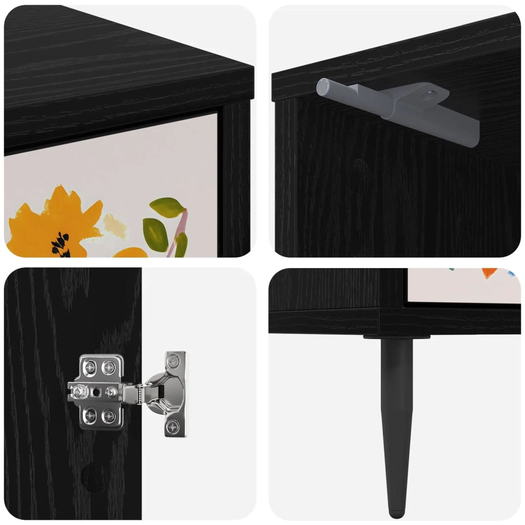 Armadio da Notte MAINZ 2 pz Rovere Nero 36 x 33 x 51 cm 8007260