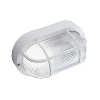 Plafoniera Ovale da Esterno 40W con Gabbia in Resina Sovil Bianca