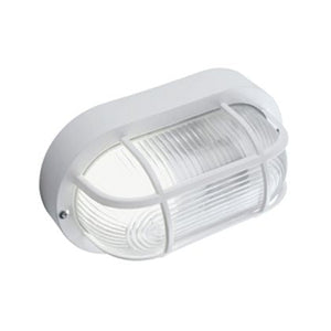 Plafoniera Ovale da Esterno 40W con Gabbia in Resina Sovil Bianca