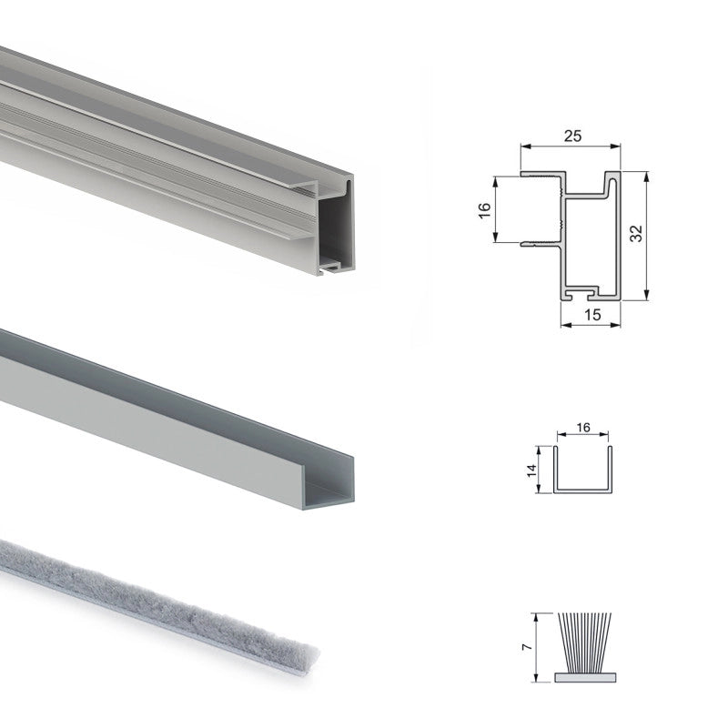 Kit di ferramenta per armadio a 2 ante e chiusura ammortizzata Placard 81, Profilo Deep, spessore 18 mm, pannelli non ..