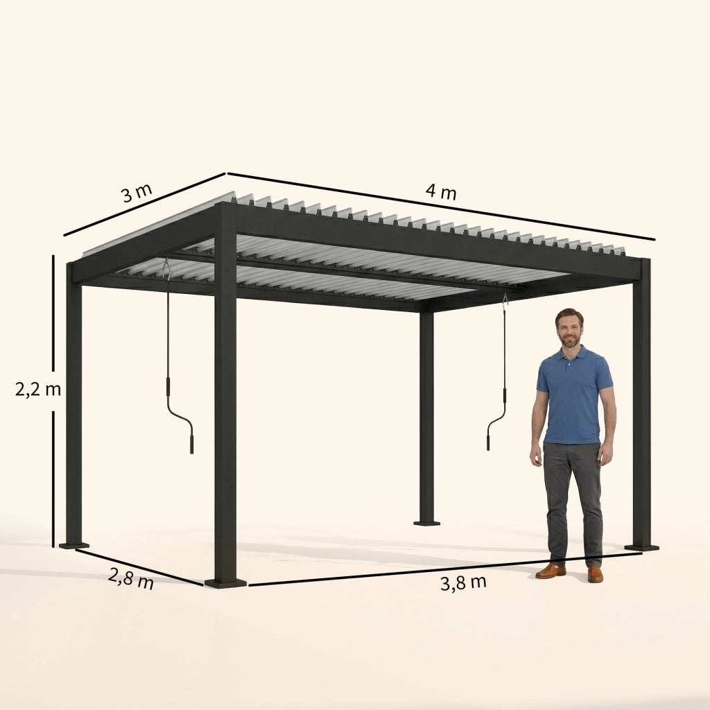 Pergola bioclimatica in alluminio con tetto a lamelle regolabile ¨C zephmum ¨C Bianco 4x3m