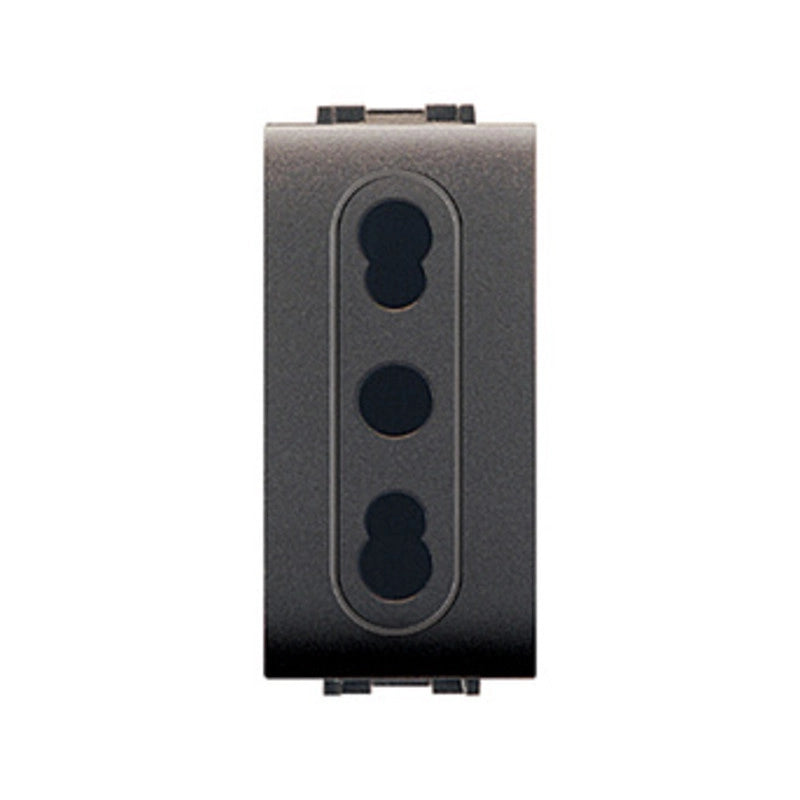 LIFE 4045 PRESA BIVALENTE GRIGIO ANTRACITE- ELETTROCANALI- 12,0 pz
