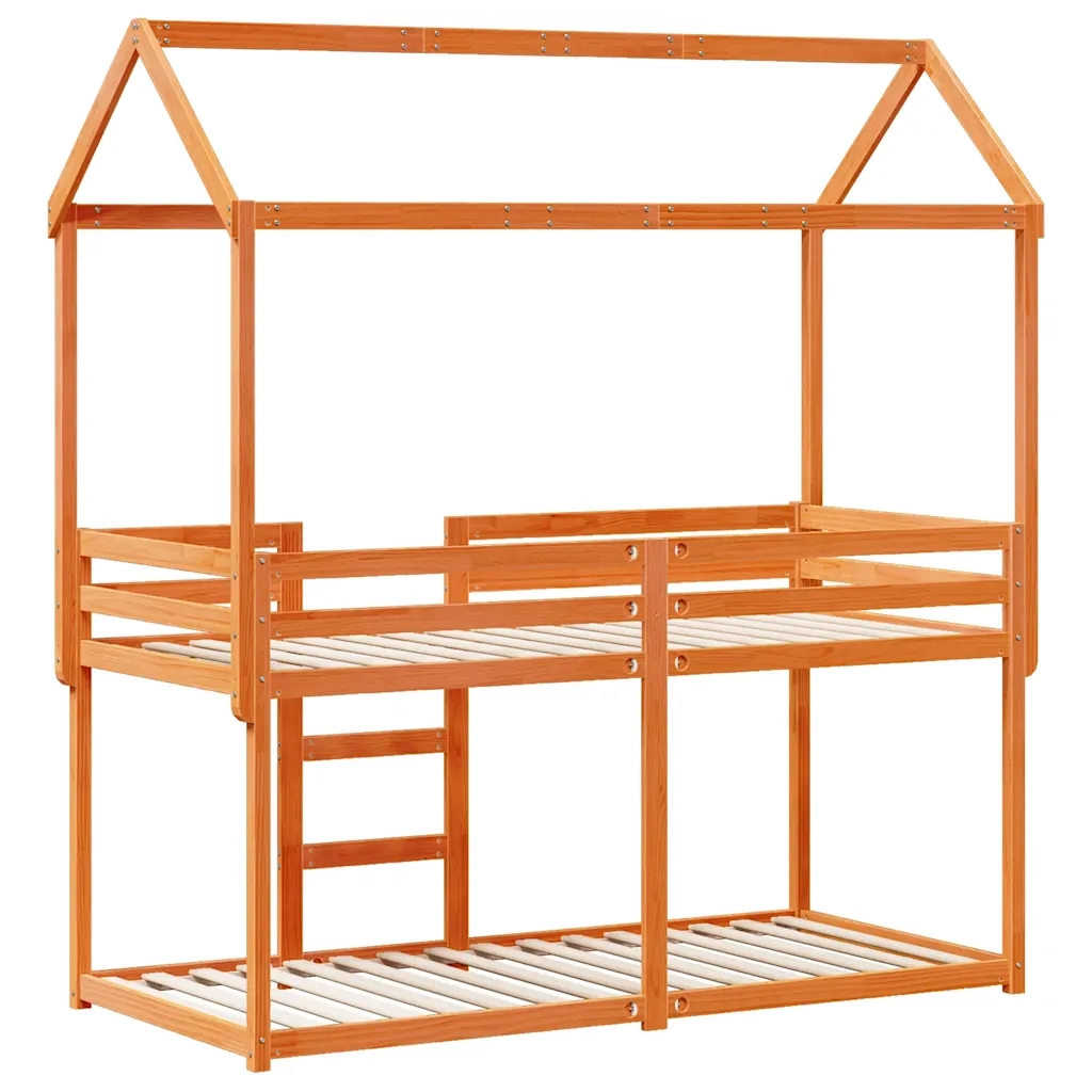 Letto singolo | Letto per adulti | Letto a Castello con Tetto Cera 80x200 cm Legno Massello Pino