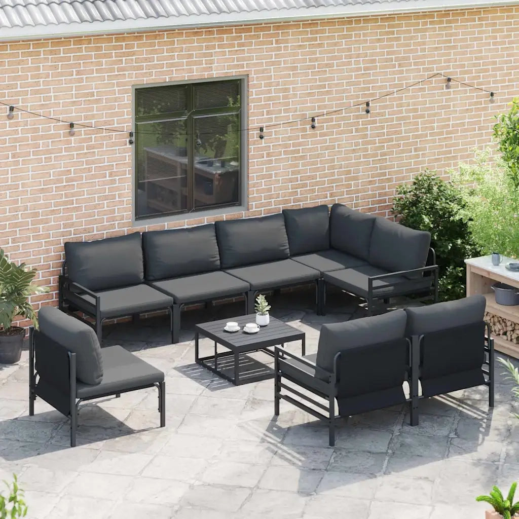 Set Divano da Giardino con cuscino 8 pcs Nero Acciaio 3379008