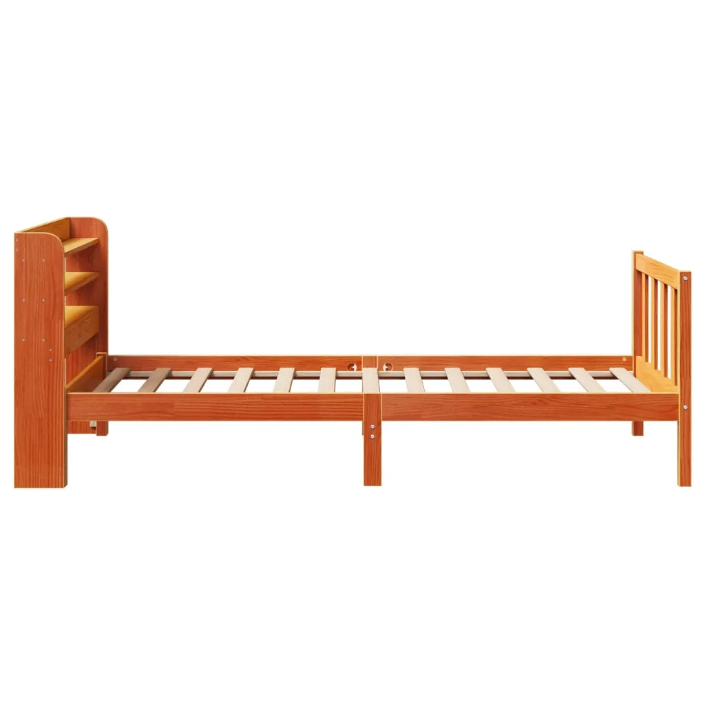 vidaXL Giroletto con Testiera Marrone Cera 100x200 cm Massello Pino