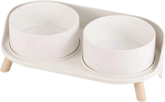 Ciotola per cani in ceramica, alta, resistente alle macchie, con doppio contenitore, set per ciotola e acqua per cani e gatti, capienza 850 ml x 2