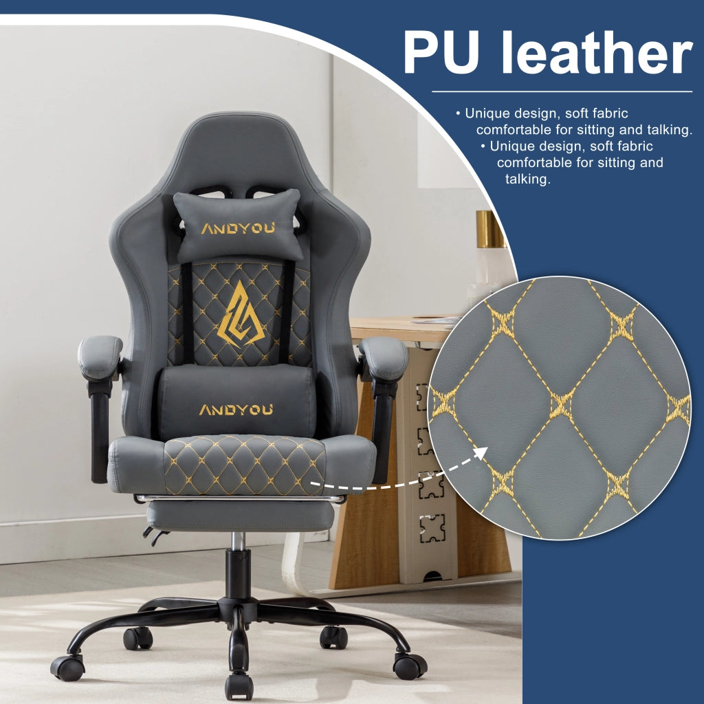 Sedia Gaming Ergonomic in Pelle ¨C Zephmum ¨C Grigio