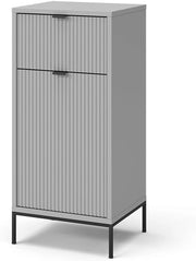 Mobiletto bagno Eliza, Grigio, 40 x 87 cm con anta e cassetto, per la conservazione in bagno o da abbinare a Eliza