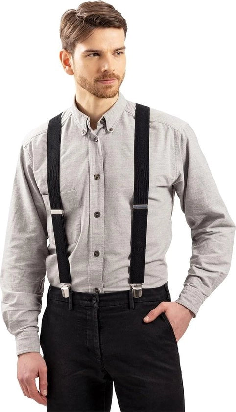 Cinturini a forma di X con chiusura clip 4 cm larghi Regolabili lunghezza per Uomo Nero