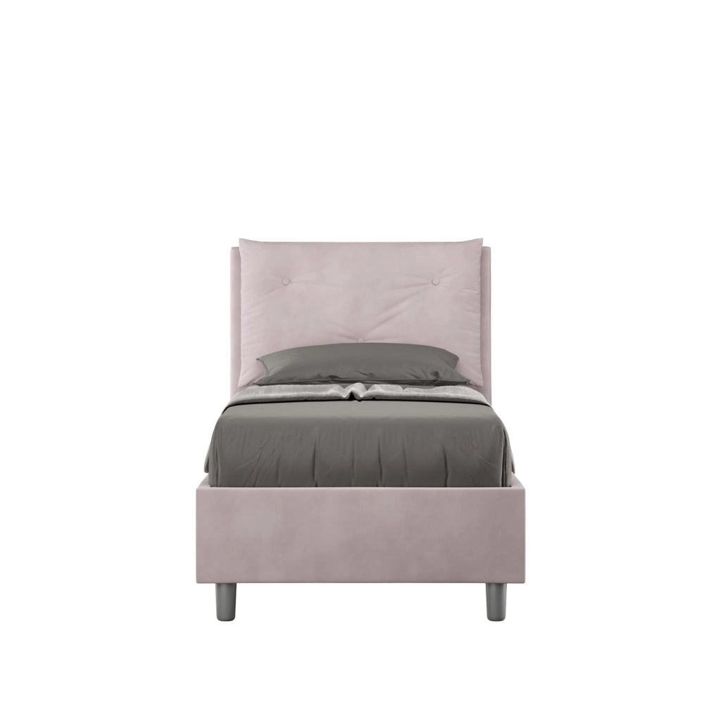 Letto singolo senza rete imbottito 80x210 microfibra glicine Appia
