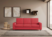 Divano sakar 3 posti (tre sedute da 60cm) misure esterne l.208cm | rosso - Mobili 2G