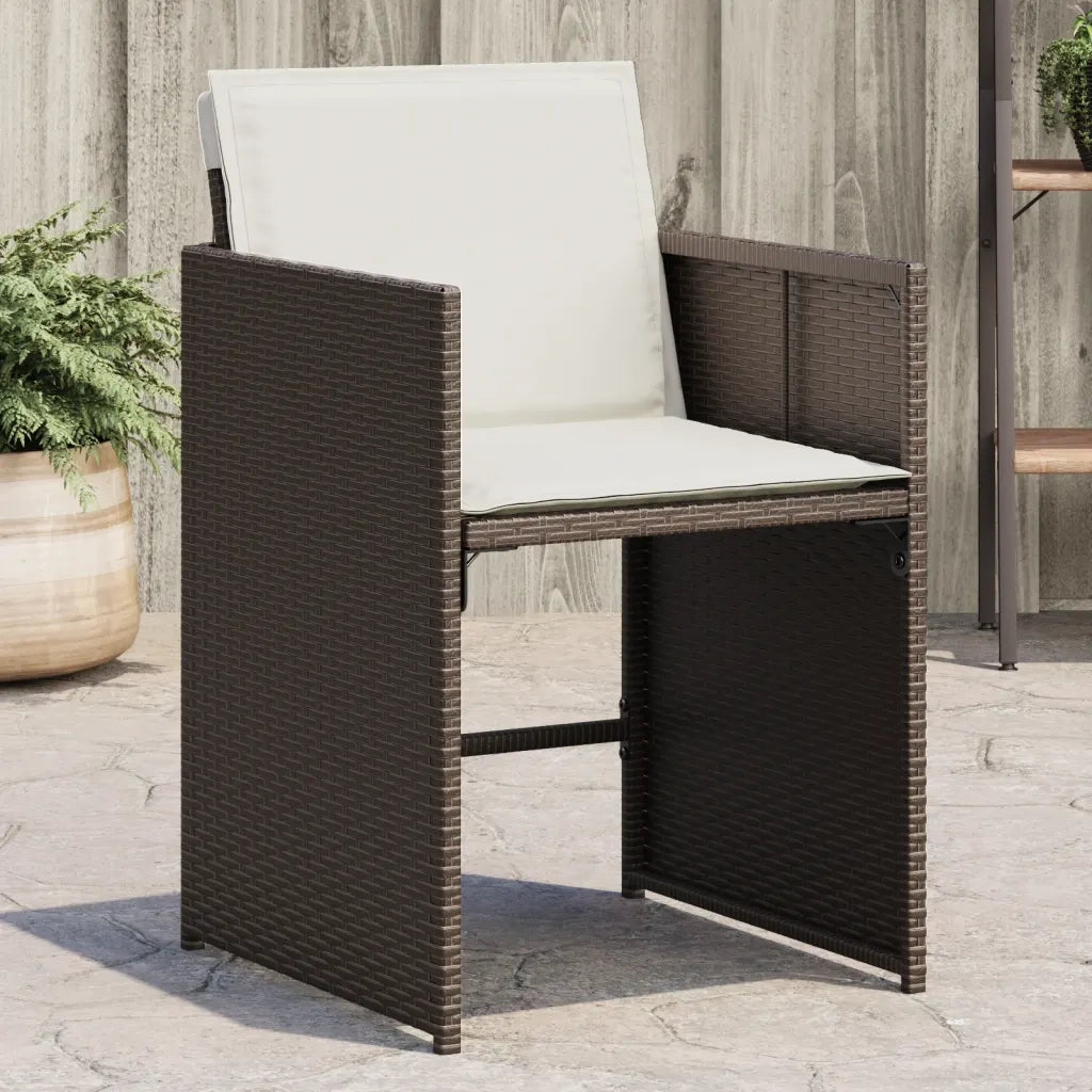 Sedie da Giardino con Cuscini 4 pz | Sedie da Esterno Marroni in Polyrattan