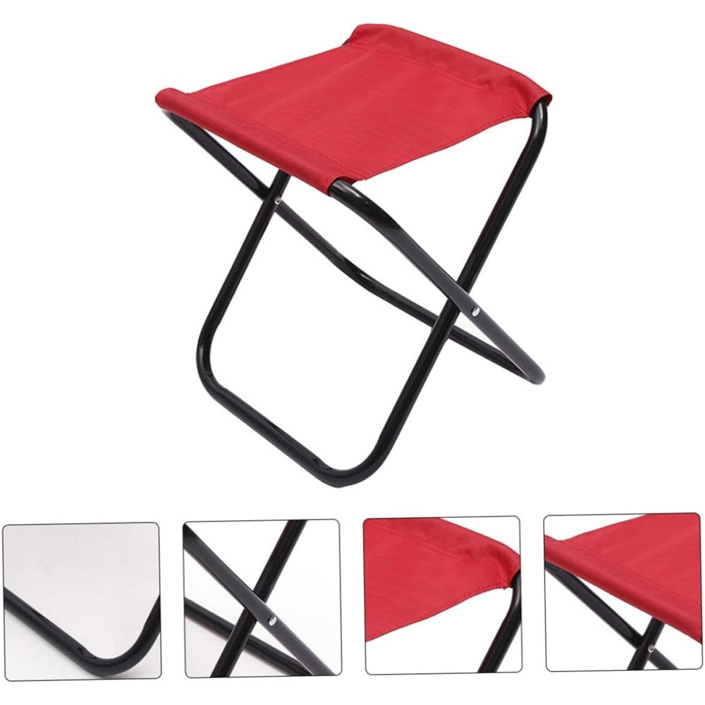 Trade Shop - Set 6pz Sgabello Camping Pesca Mini Sedia Spiaggia Pieghevole In Metallo Tessuto 020227 -