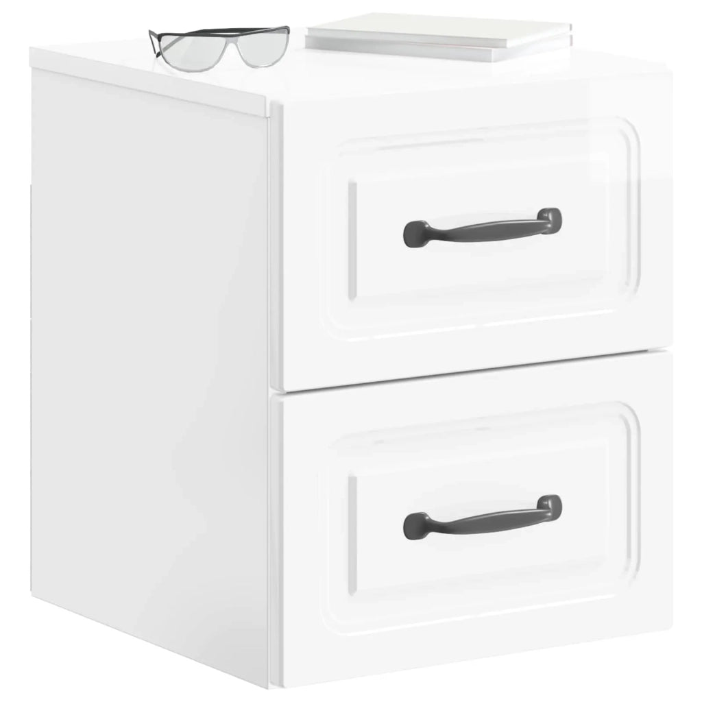 Mobiletto da notte a muro Bianco Lucido 34,5 x 33 x 40 cm 899323